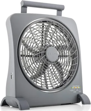 O2COOL Treva 10 inch Rechargeable Portable Fan Smart Power Air Circulator. Plug-In AC Adapter and Battery Powered, USB Charging Port, For Camping Travel and Indoors Use