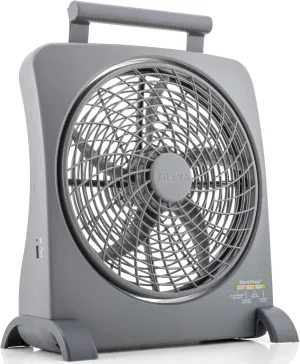 O2COOL Treva 10 Inch Smart Power Fan With Built In Rechargeable Batteries and USB Port For Cell Phone Charging