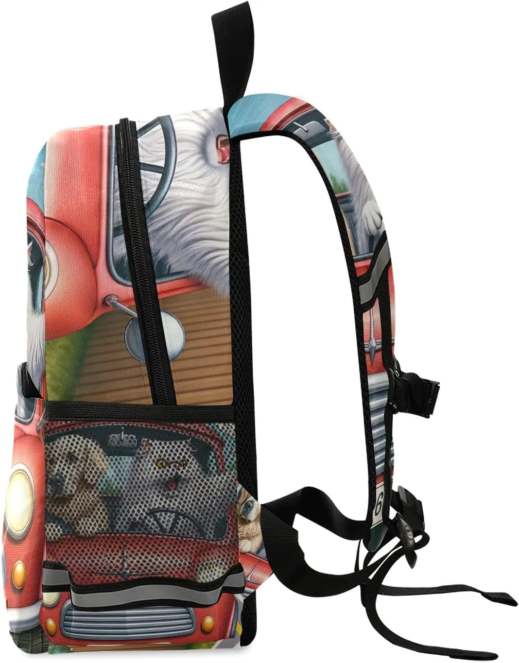 ODAWA Funny Angry Cat Driver Toddler Backpack Leash for Boys Kindergarten Preschool Kids Nursery Travel Bag Daycare Bag