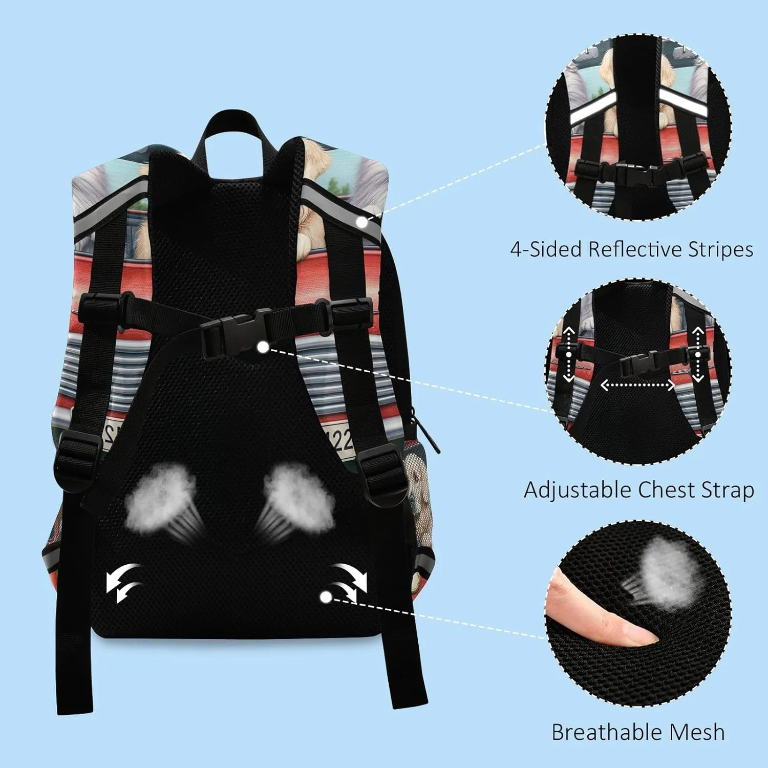 ODAWA Funny Angry Cat Driver Toddler Backpack Leash for Boys Kindergarten Preschool Kids Nursery Travel Bag Daycare Bag