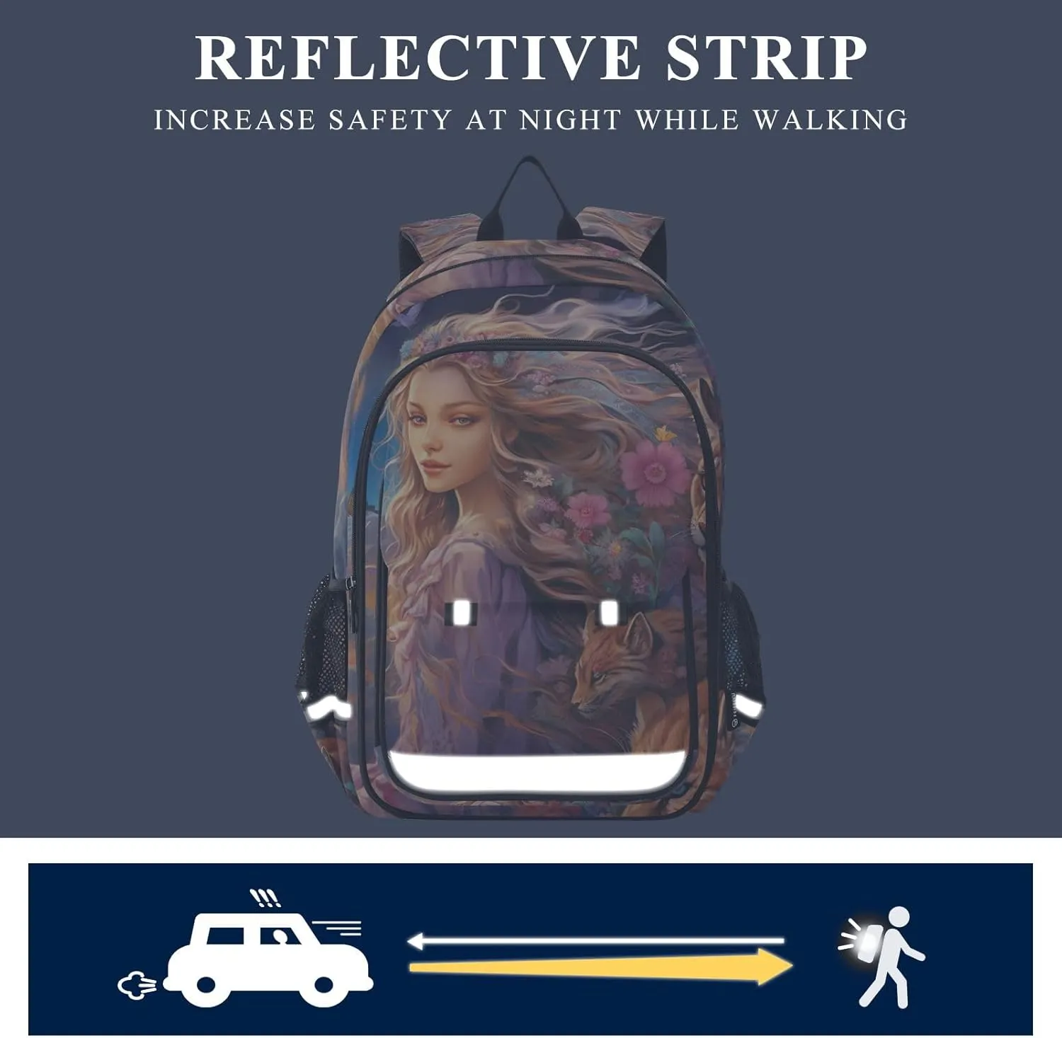 ODAWA Mythical Women and Cats Travel Laptop Bags for Men Travel Backpack Reflective, Multiple Pockets Daypack