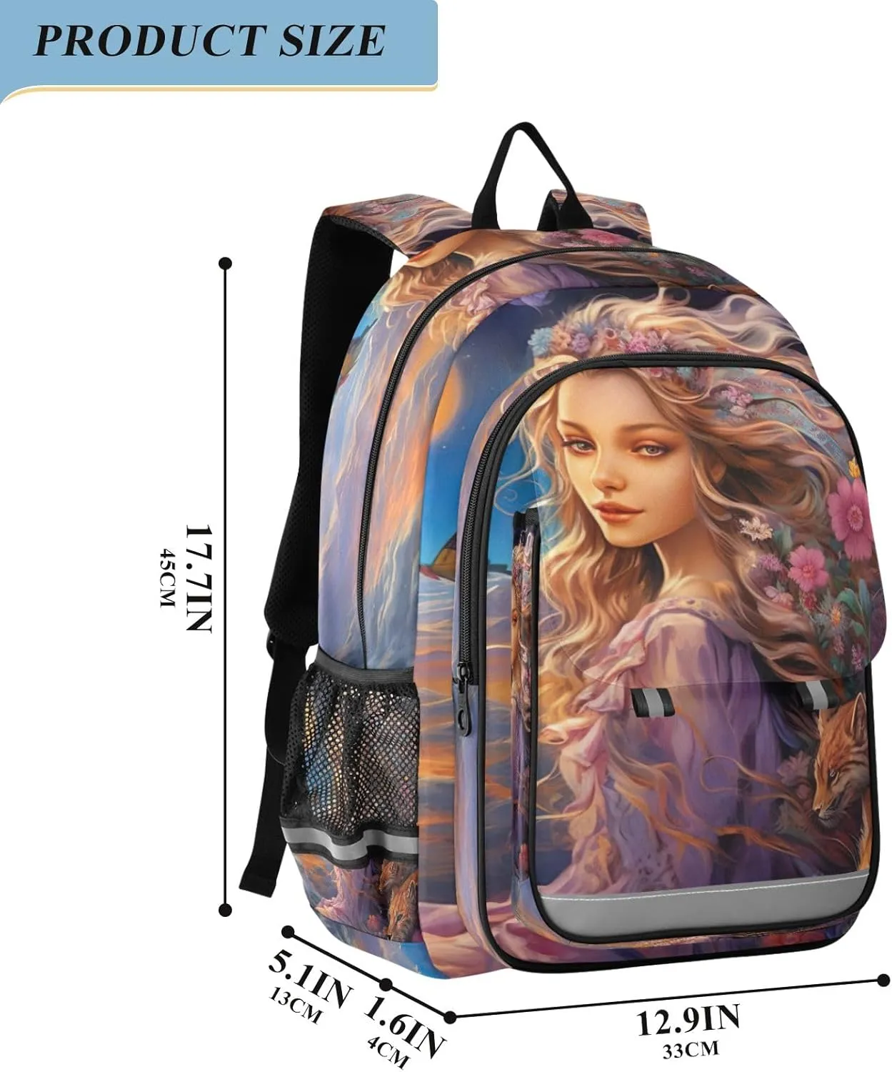 ODAWA Mythical Women and Cats Travel Laptop Bags for Men Travel Backpack Reflective, Multiple Pockets Daypack