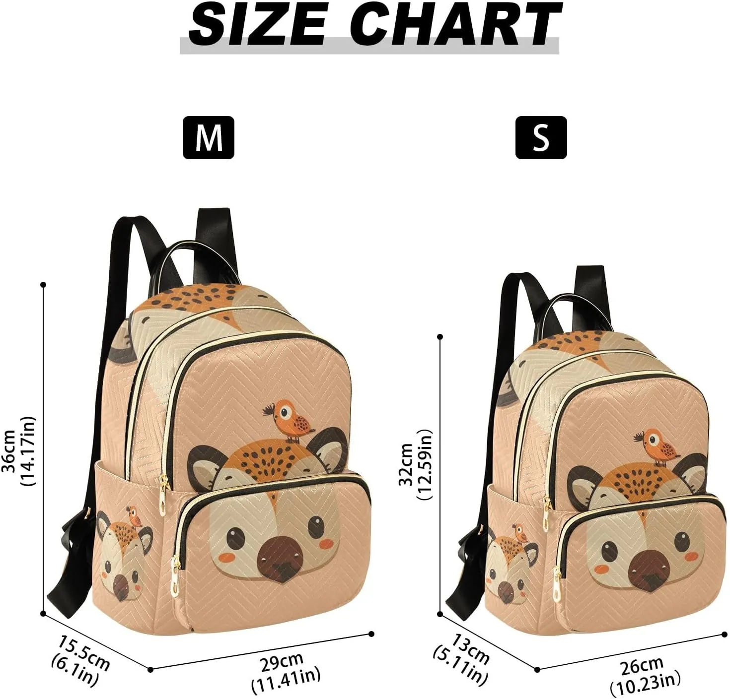 ODAWA Quilted Backpacks Cartoon Cute Deer Bird Purse Backpack Small Travel Backpack with Luggage Strap