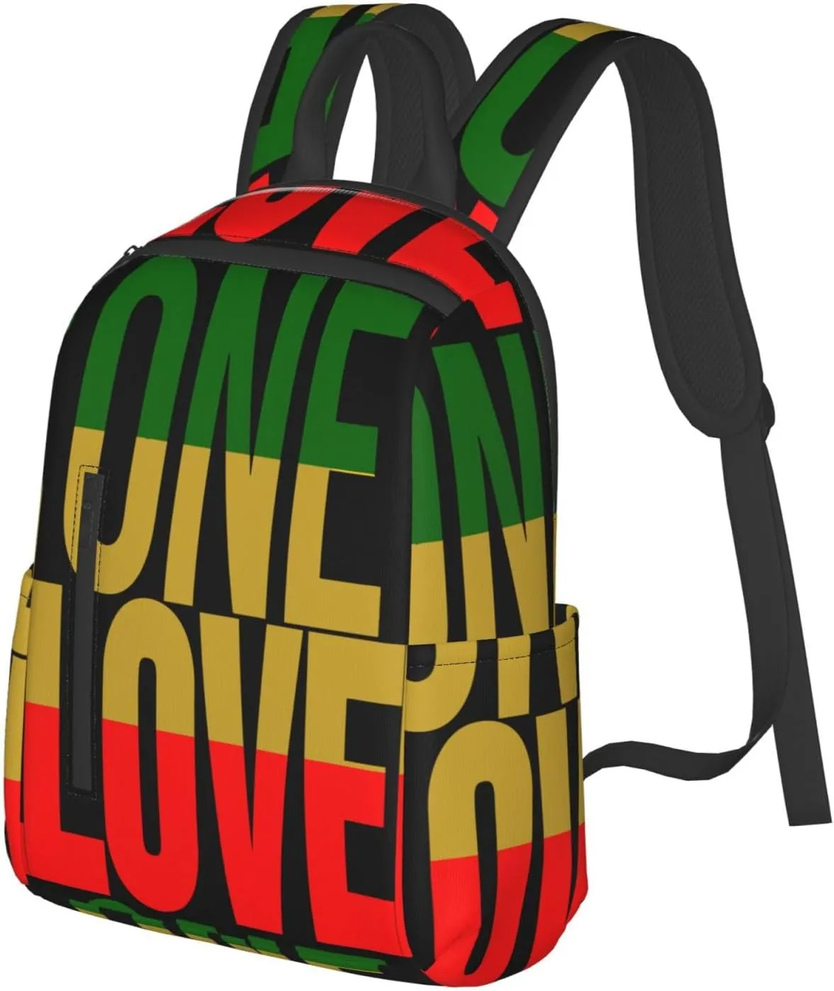 One Loves Jamaican Rasta Reggae Casual Backpacks Laptop Backpack Outdoor Travel Rucksack Sport Carry-On Daypack Lightweight Bag with Multi-Pockets