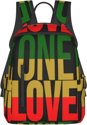 One Loves Jamaican Rasta Reggae Casual Backpacks Laptop Backpack Outdoor Travel Rucksack Sport Carry-On Daypack Lightweight Bag with Multi-Pockets