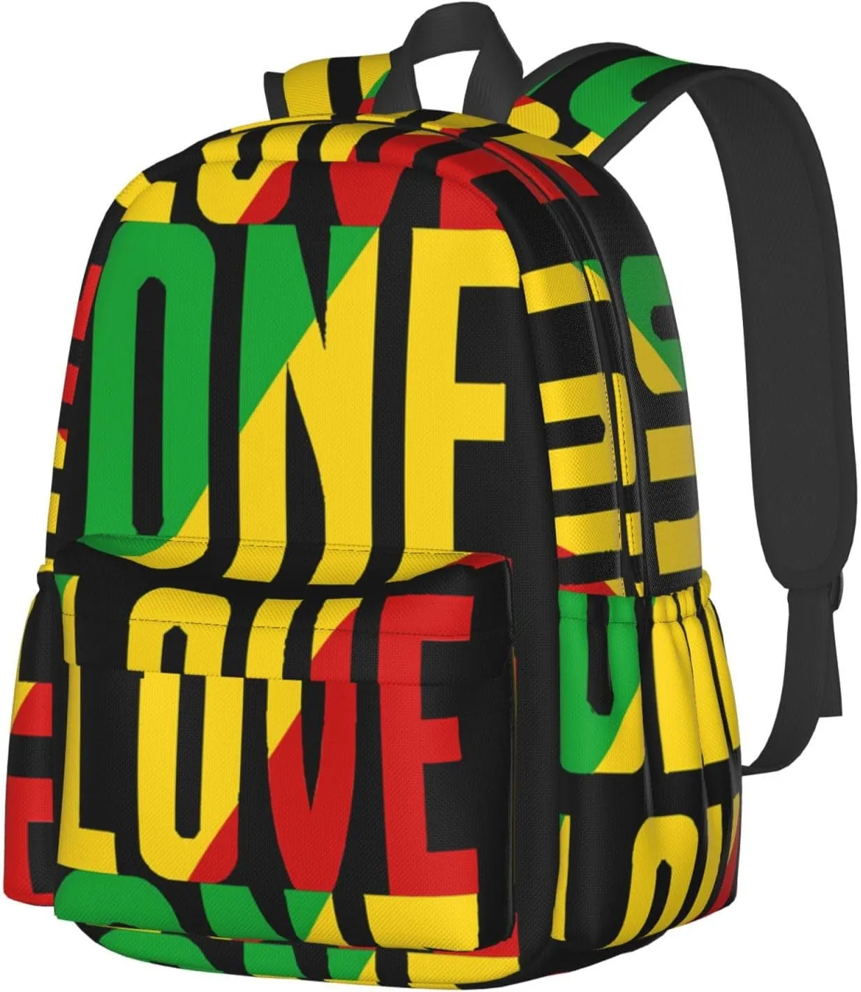 One Loves Jamaican Rasta Reggae Casual Backpacks Large Travel Backpack Laptop Rucksack Sports Daypack Adjustable Strap Bag for Camping Hiking