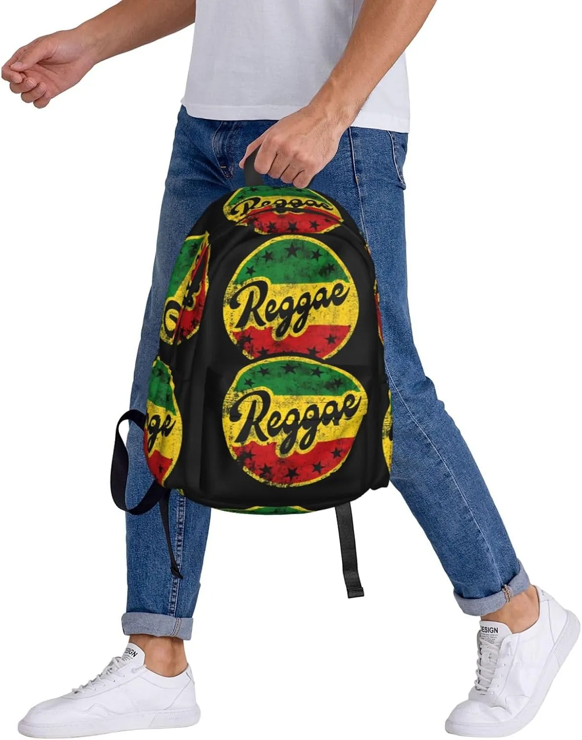 One Loves Jamaican Rasta Reggae Casual Backpacks Large Travel Backpack Laptop Rucksack Sports Daypack Adjustable Strap Bag for Camping Hiking