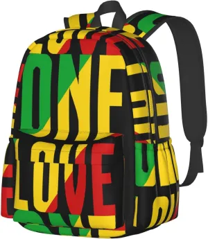 One Loves Jamaican Rasta Reggae Casual Backpacks Large Travel Backpack Laptop Rucksack Sports Daypack Adjustable Strap Bag for Camping Hiking
