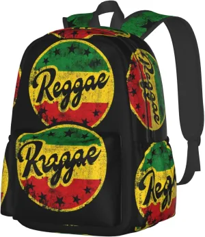 One Loves Jamaican Rasta Reggae Casual Backpacks Large Travel Backpack Laptop Rucksack Sports Daypack Adjustable Strap Bag for Camping Hiking