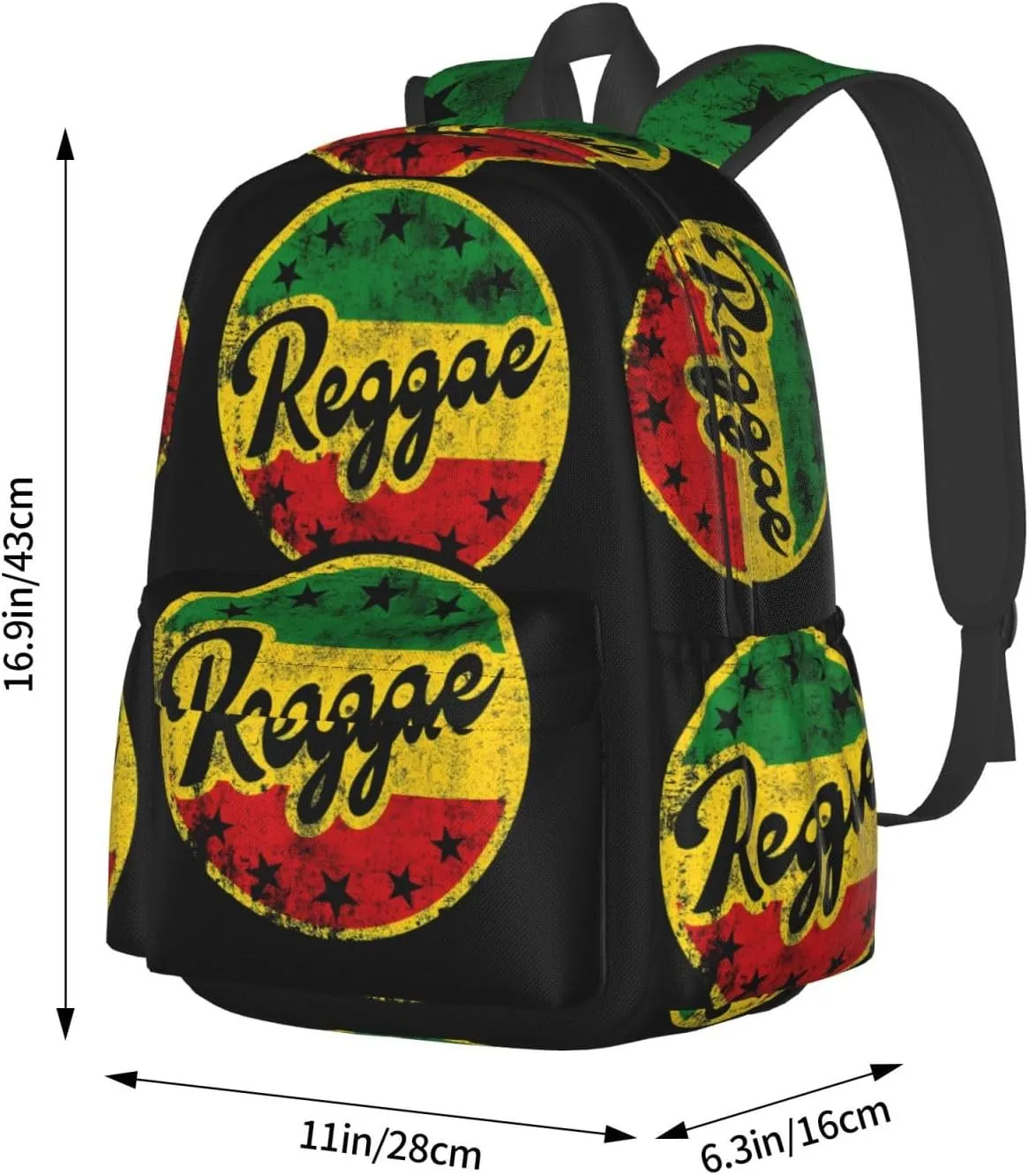 One Loves Jamaican Rasta Reggae Casual Backpacks Large Travel Backpack Laptop Rucksack Sports Daypack Adjustable Strap Bag for Camping Hiking