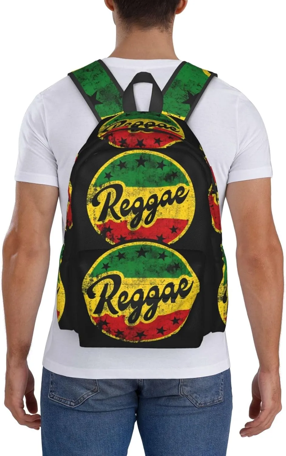 One Loves Jamaican Rasta Reggae Casual Backpacks Large Travel Backpack Laptop Rucksack Sports Daypack Adjustable Strap Bag for Camping Hiking