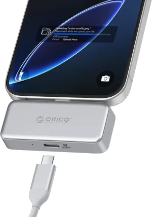 ORICO FlashPod 256GB Aluminum Alloy Portable SSD with Direct Plug Design & PD 100W Fast Charging, External Solid State Drive, Reliable Storage for iPhone 16/15, Tablets & Laptops - S5
