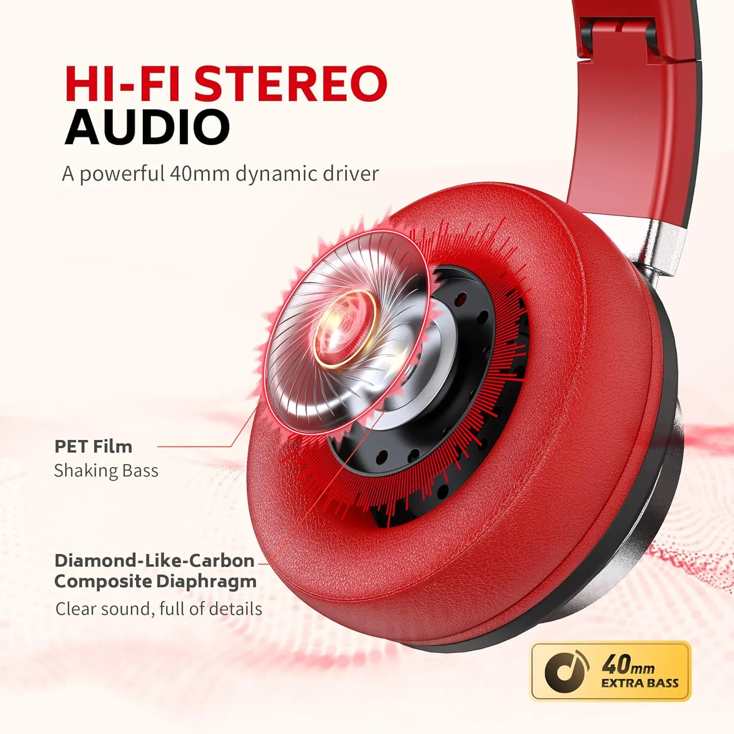 Over Ear Headphones Wired, AC01 Noise Isolating Corded Stereo Headsets with Microphone Volume Control for Adults Teens 3.5mm Jack for Chromebooks, Laptop, Computer, Tablets, Travel (Black Red)