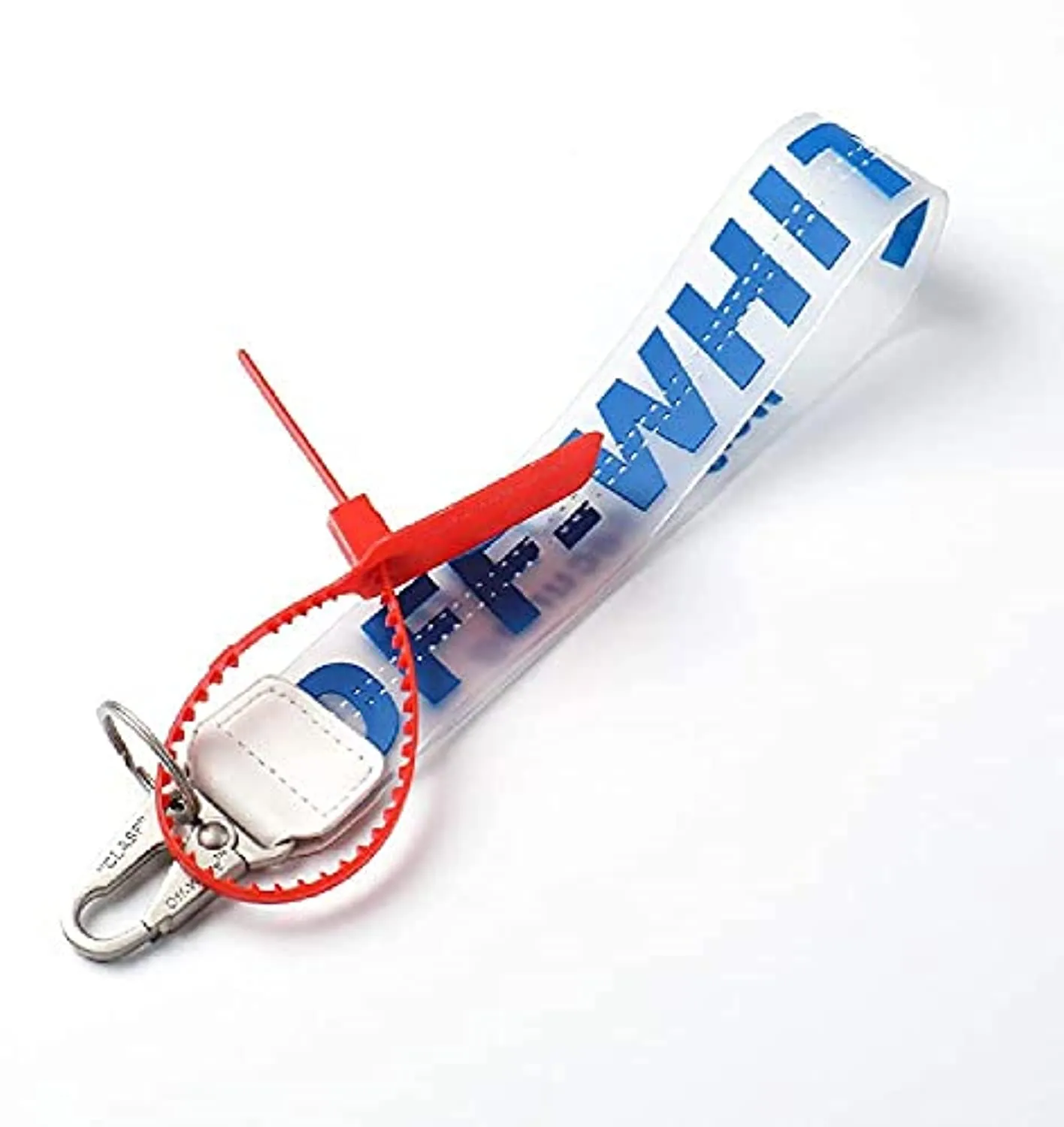 OW Industrial Belt Keychain, Personality Rubber/Canvas Strap Wrist Lanyard, Office Badge Holder Mobile Phone Wallet Jeans Decoration Lanyard (Transparent Blue)