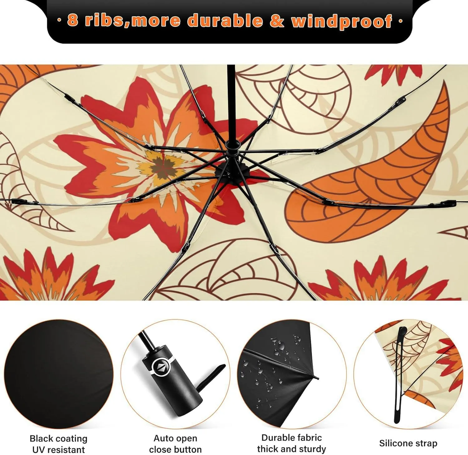 Oyihfvs Automatic Umbrella, Folding Umbrella Reinforced Anti-UV Sun rain Auto Open/Close