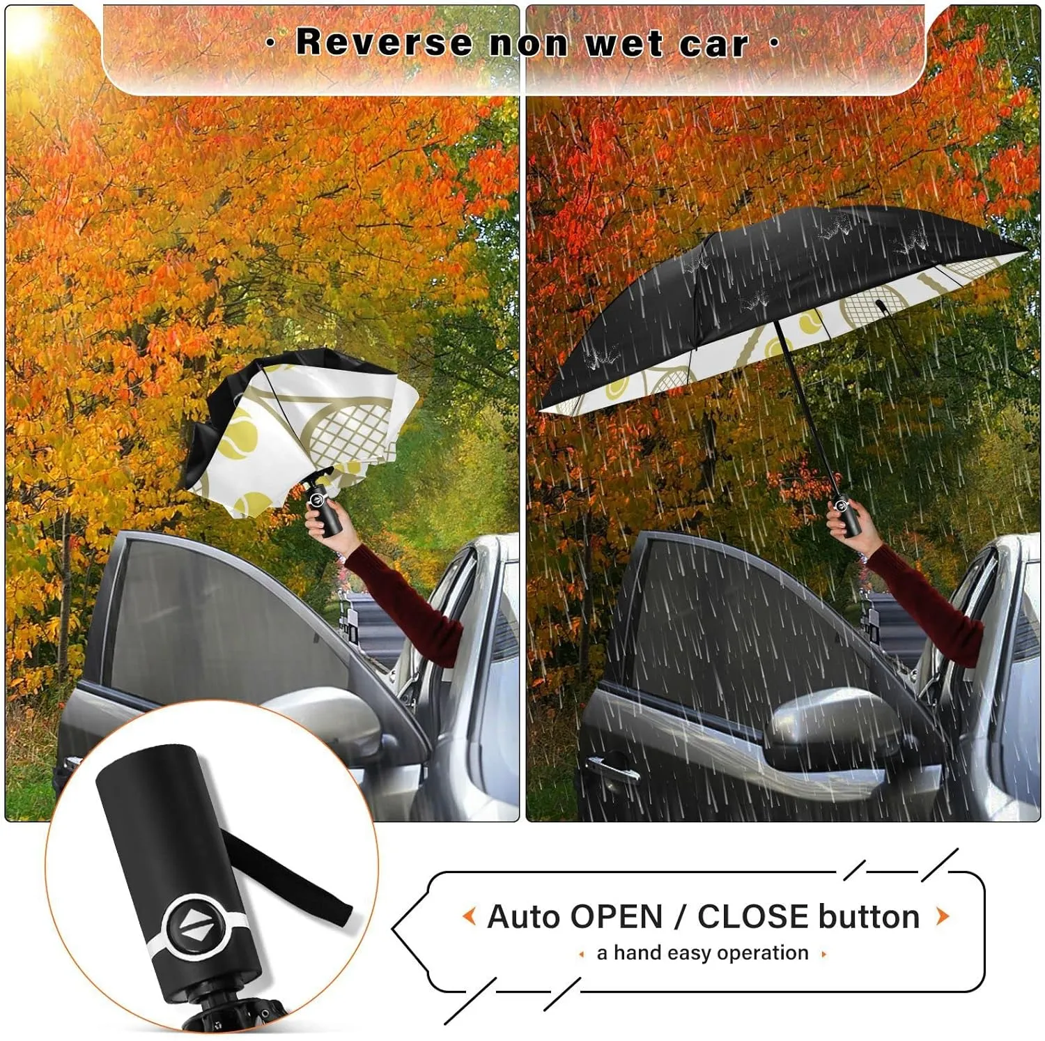 Oyihfvs Automatic Umbrella, Folding Umbrella Reinforced Anti-UV Sun rain Auto Open/Close