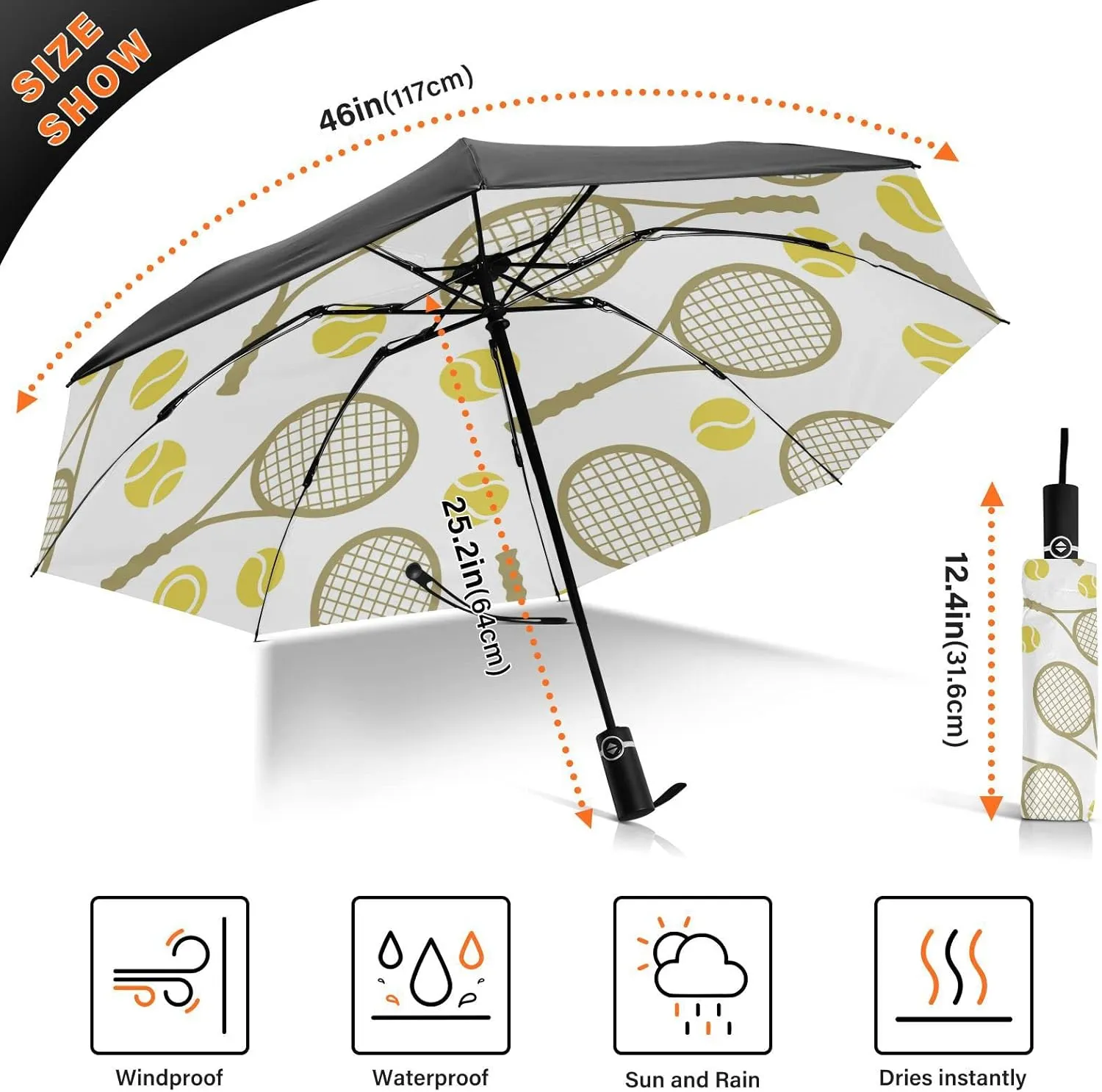 Oyihfvs Automatic Umbrella, Folding Umbrella Reinforced Anti-UV Sun rain Auto Open/Close