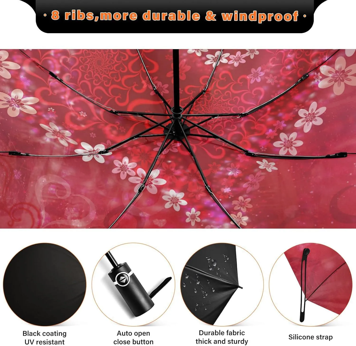 Oyihfvs Automatic Umbrella, Folding Umbrella Reinforced Anti-UV Sun rain Auto Open/Close
