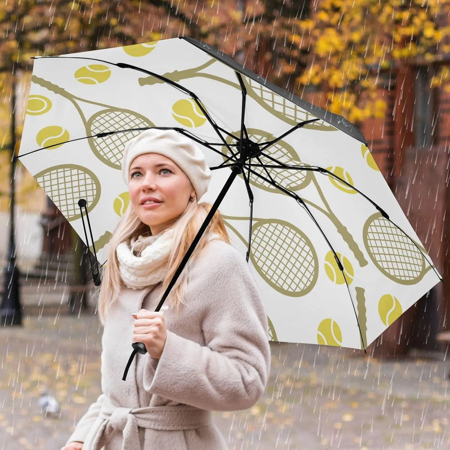 Oyihfvs Automatic Umbrella, Folding Umbrella Reinforced Anti-UV Sun rain Auto Open/Close