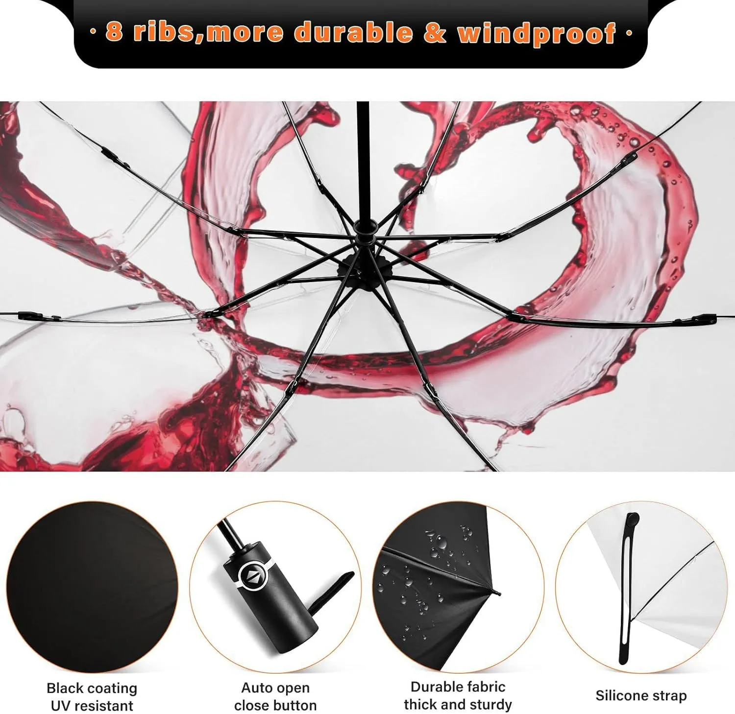Oyihfvs Automatic Umbrella, Folding Umbrella Reinforced Anti-UV Sun rain Auto Open/Close