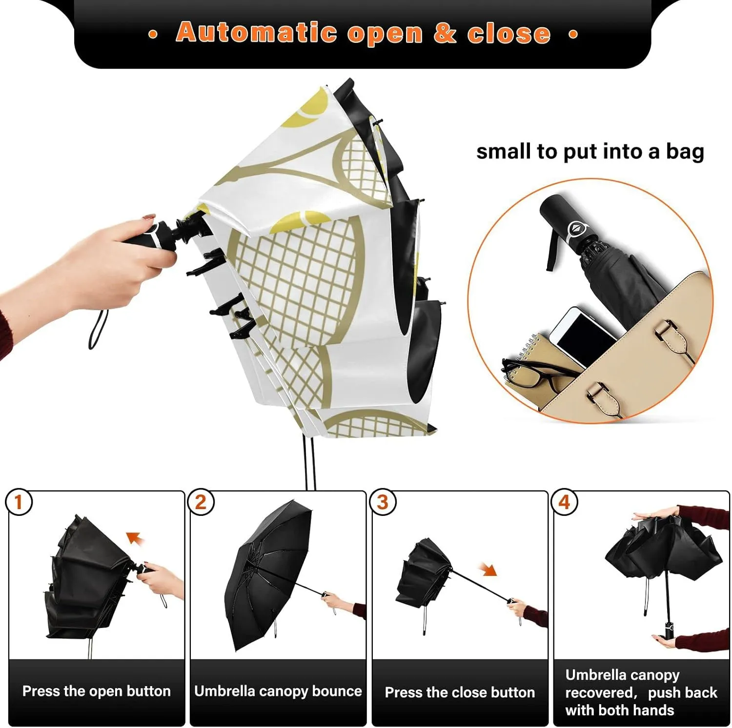 Oyihfvs Automatic Umbrella, Folding Umbrella Reinforced Anti-UV Sun rain Auto Open/Close
