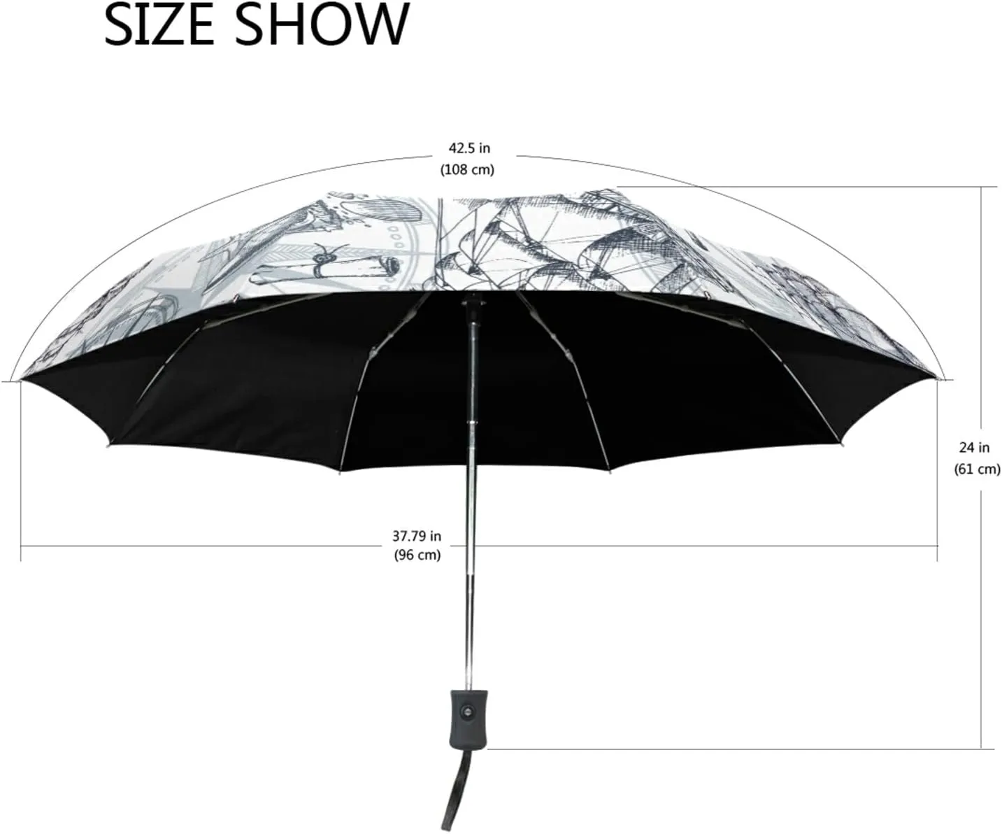Oyihfvs Automatic Windproof Waterproof Umbrella, Folding Umbrella Reinforced Portable Compact Anti-UV Sun rain Auto Open/Close