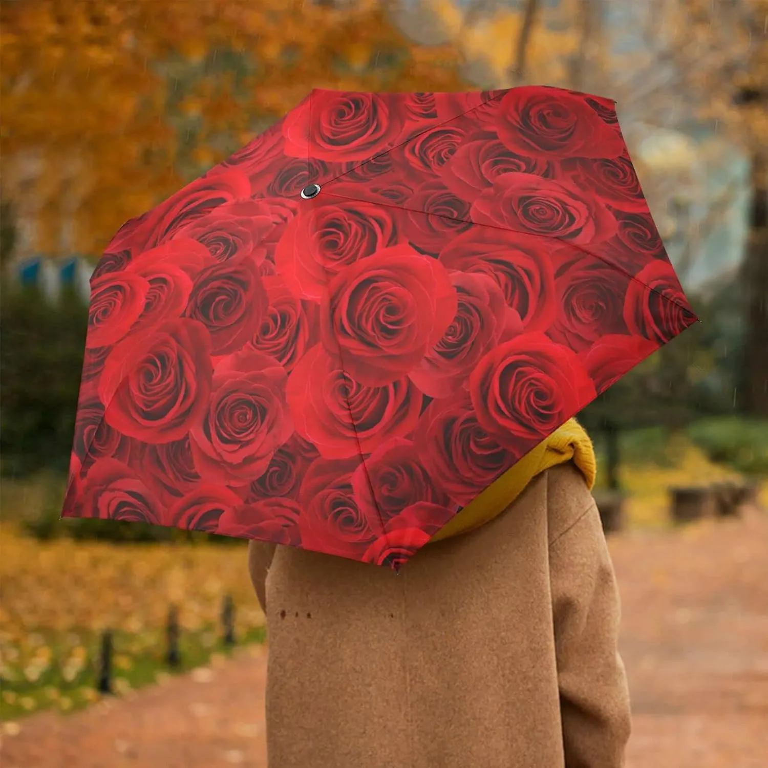 Oyihfvs Automatic Windproof Waterproof Umbrella, Folding Umbrella Reinforced Portable Compact UV Protection Sun rain Auto Open/Close