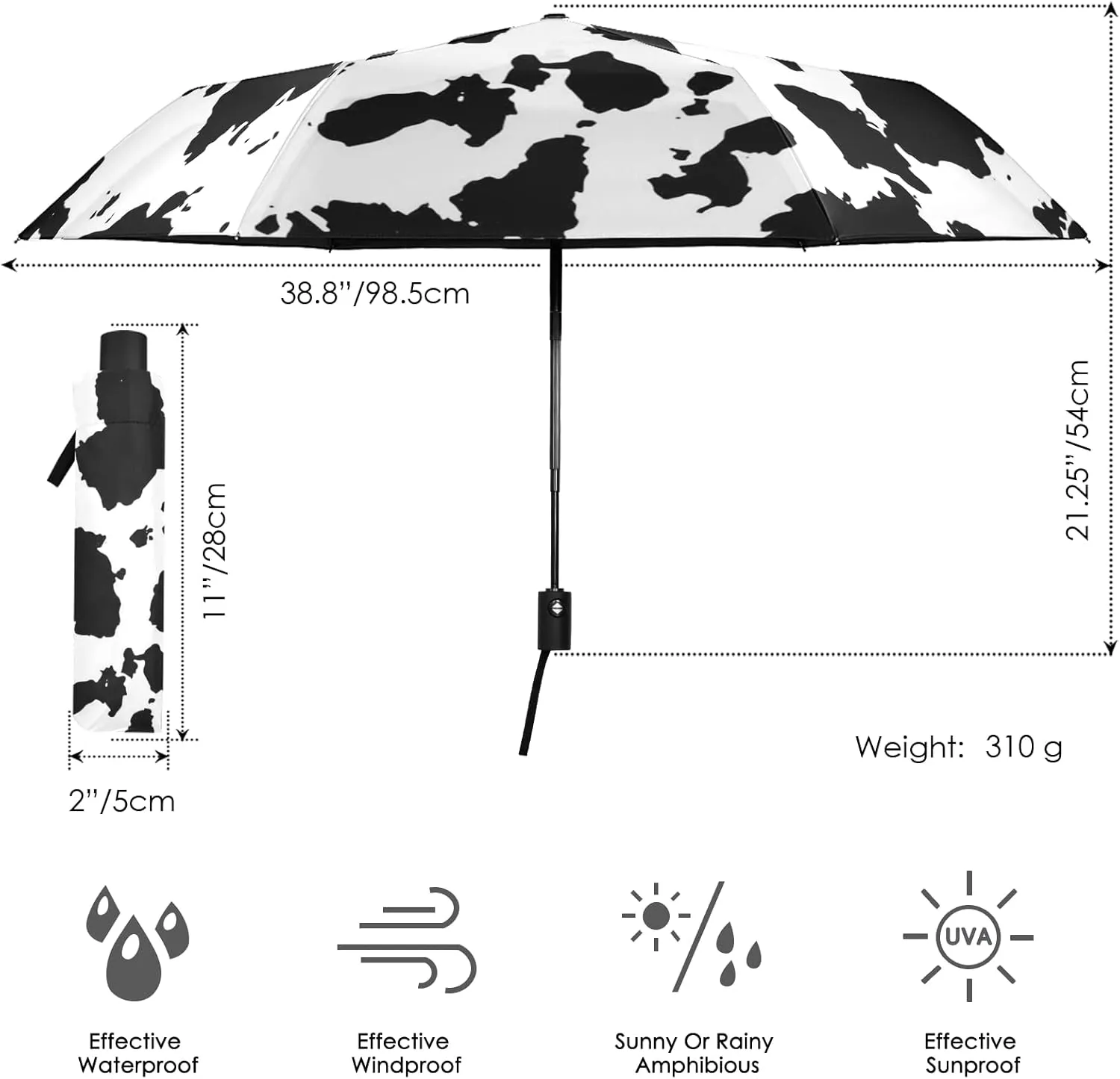 Oyihfvs Automatic Windproof Waterproof Umbrella, Folding Umbrella Reinforced Portable Compact UV Protection Sun rain Auto Open/Close