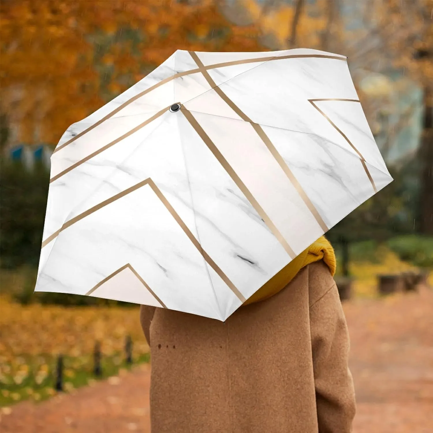 Oyihfvs Automatic Windproof Waterproof Umbrella, Folding Umbrella Reinforced Portable Compact UV Protection Sun rain Auto Open/Close