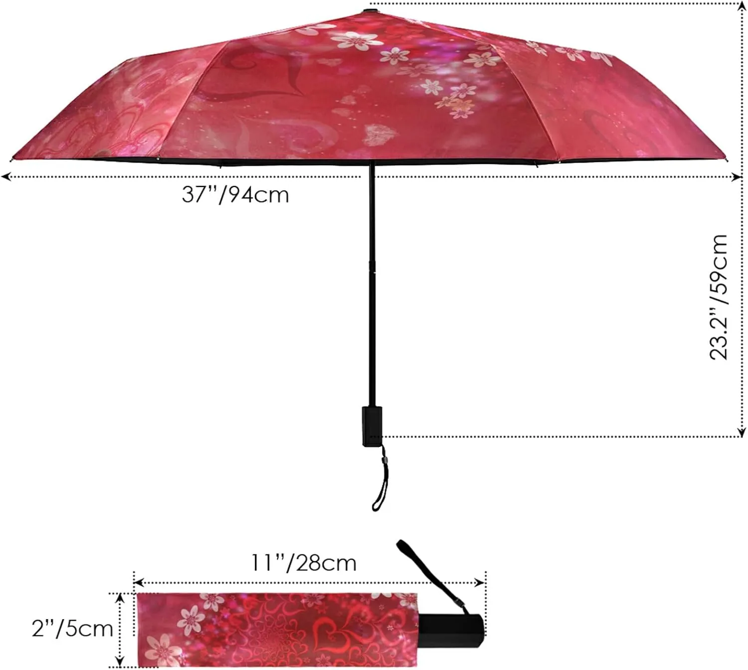 Oyihfvs Parasol Folding Umbrella, Reinforced Windproof Waterproof, Portable Compact Anti-UV Sun Rain Protection for Travel Outdoor
