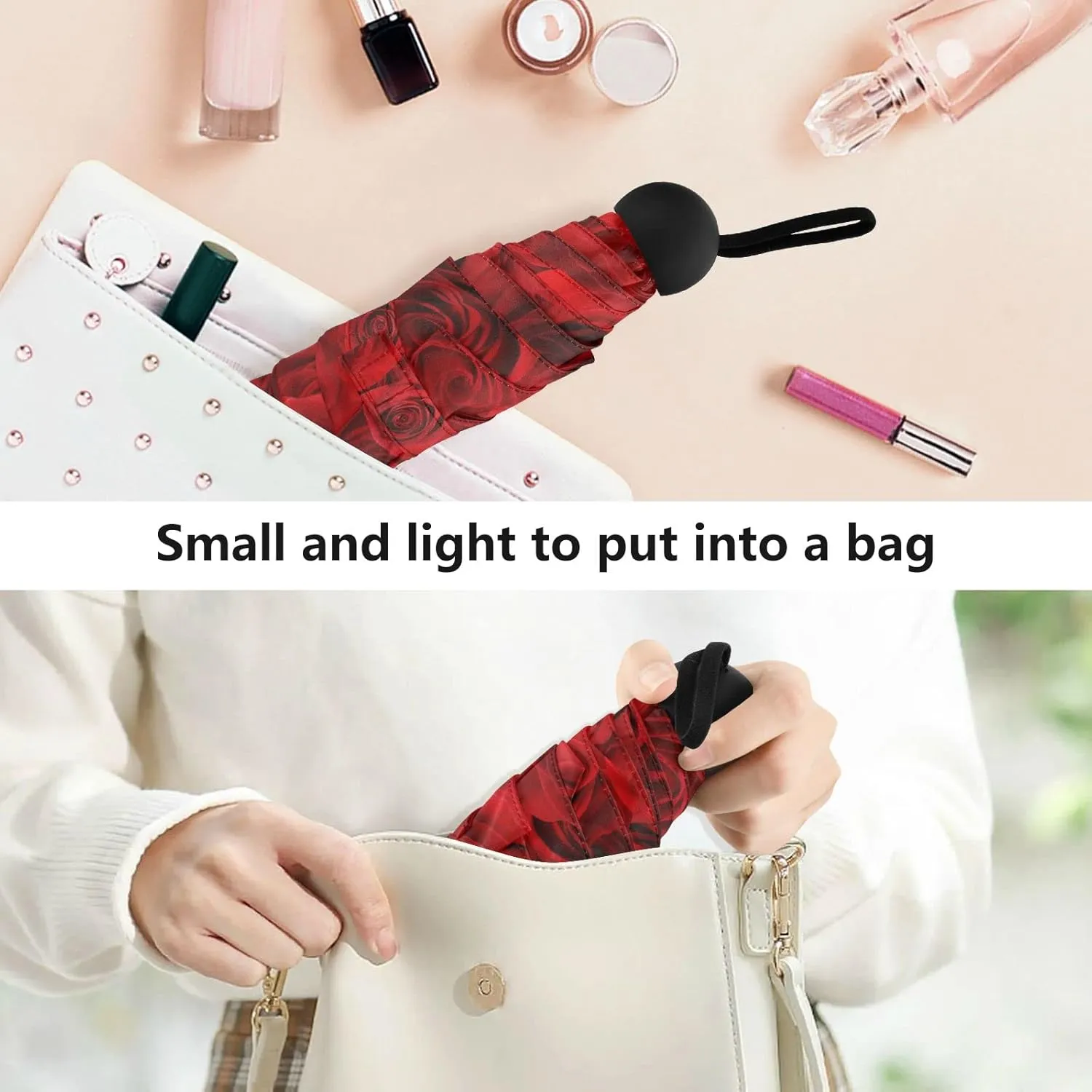 Oyihfvs Parasol Folding Umbrella, Reinforced Windproof Waterproof, Portable Compact Anti-UV Sun Rain Protection for Travel Outdoor
