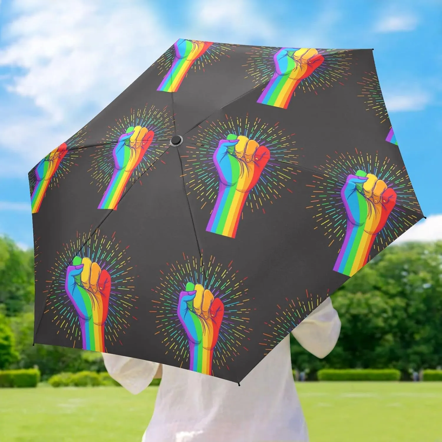 Oyihfvs Parasol Folding Umbrella, Reinforced Windproof Waterproof, Portable Compact Anti-UV Sun Rain Protection for Travel Outdoor