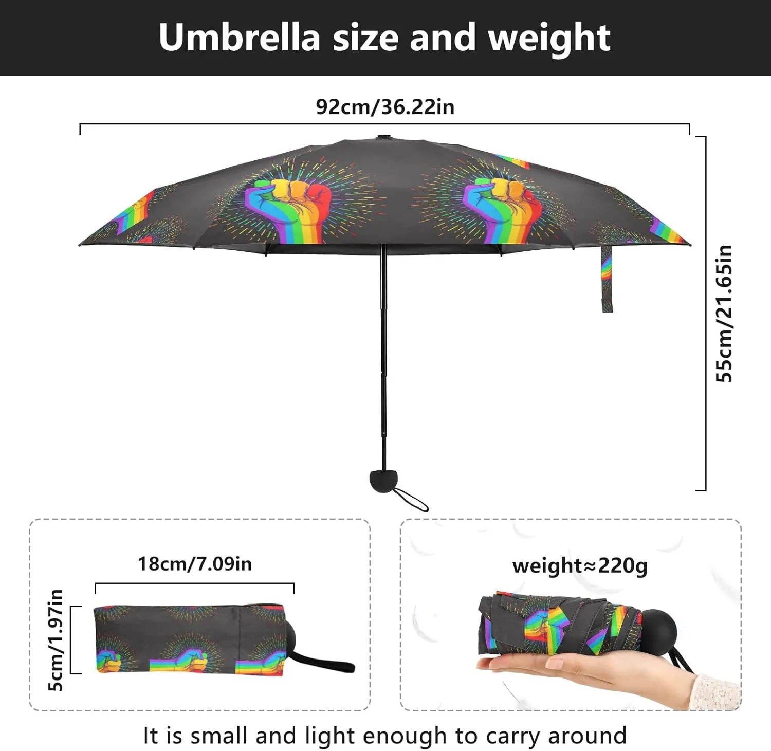 Oyihfvs Parasol Folding Umbrella, Reinforced Windproof Waterproof, Portable Compact Anti-UV Sun Rain Protection for Travel Outdoor
