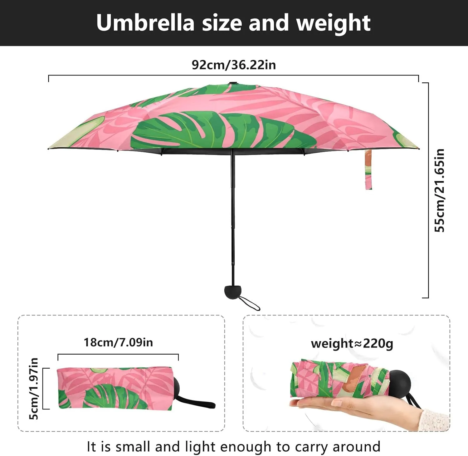 Oyihfvs Parasol Folding Umbrella, Reinforced Windproof Waterproof, Portable Compact Anti-UV Sun Rain Protection for Travel Outdoor