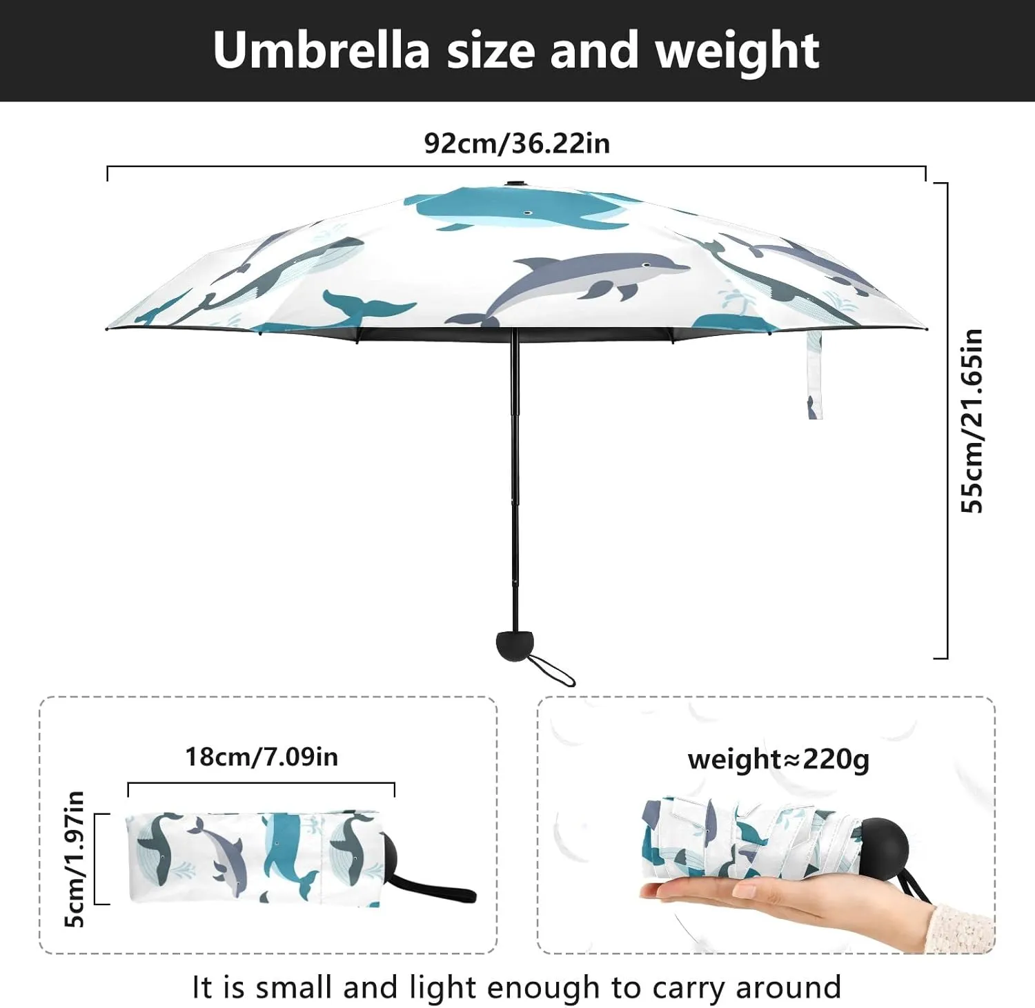 Oyihfvs Parasol Folding Umbrella, Reinforced Windproof Waterproof, Portable Compact Anti-UV Sun Rain Protection for Travel Outdoor