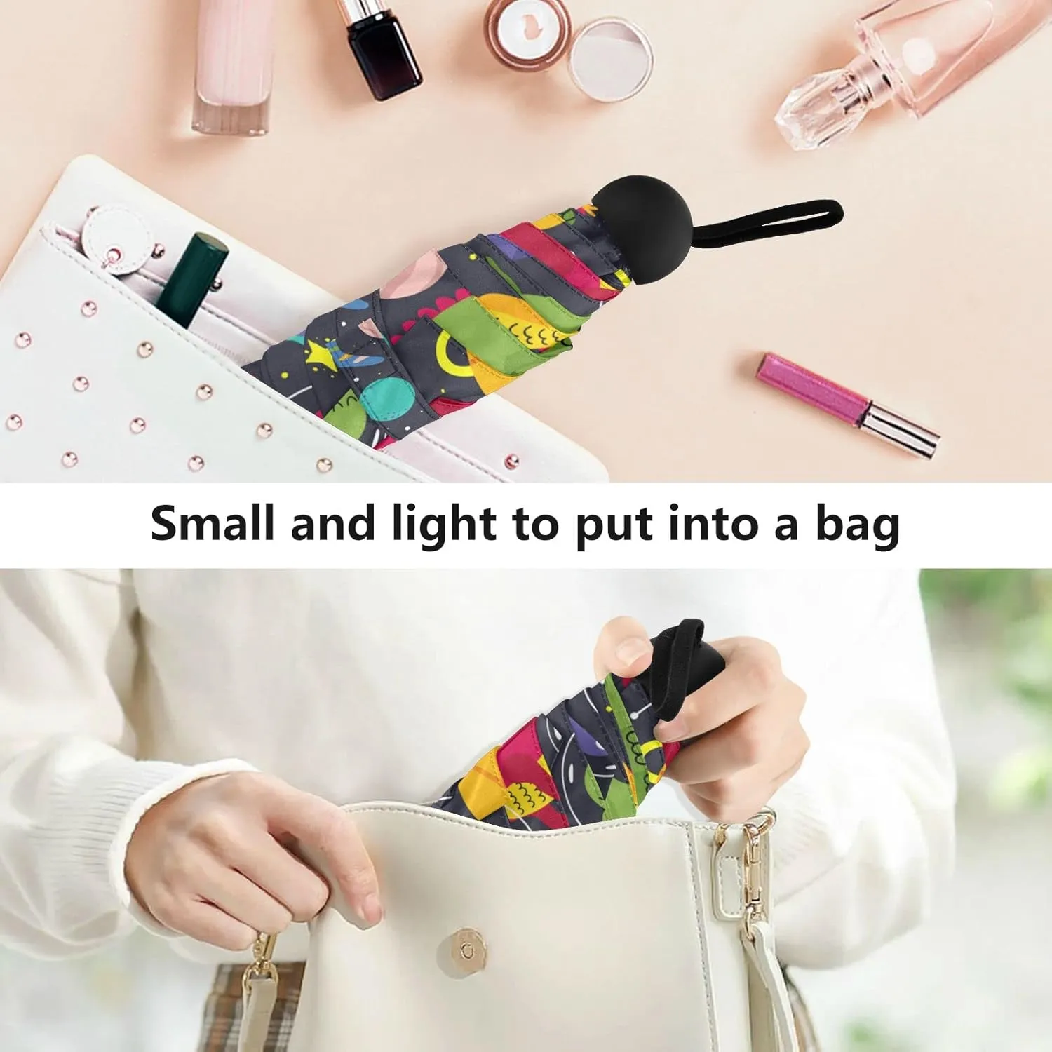 Oyihfvs Parasol Folding Umbrella, Reinforced Windproof Waterproof, Portable Compact Anti-UV Sun Rain Protection for Travel Outdoor