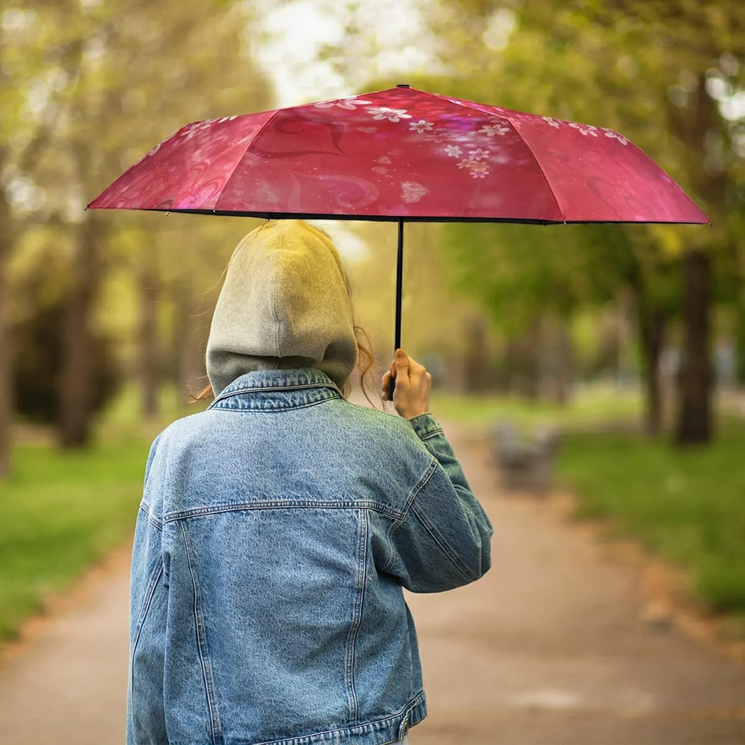 Oyihfvs Parasol Folding Umbrella, Reinforced Windproof Waterproof, Portable Compact Anti-UV Sun Rain Protection for Travel Outdoor