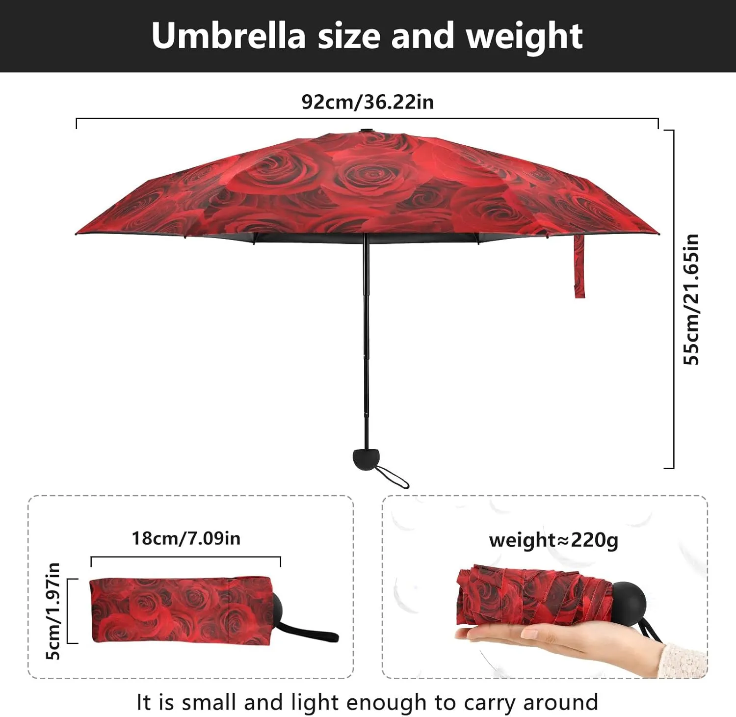 Oyihfvs Parasol Folding Umbrella, Reinforced Windproof Waterproof, Portable Compact Anti-UV Sun Rain Protection for Travel Outdoor