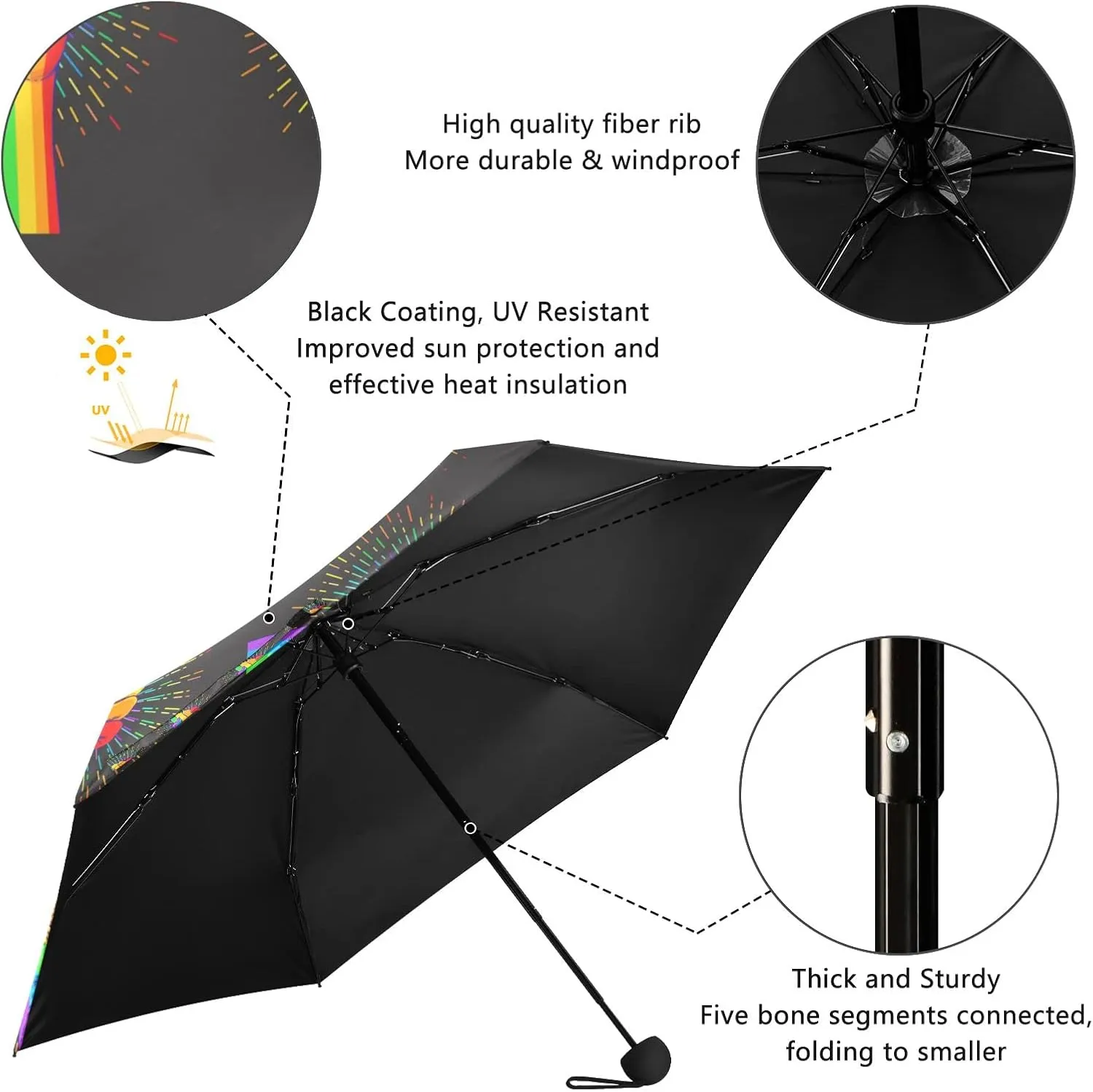 Oyihfvs Parasol Folding Umbrella, Reinforced Windproof Waterproof, Portable Compact Anti-UV Sun Rain Protection for Travel Outdoor