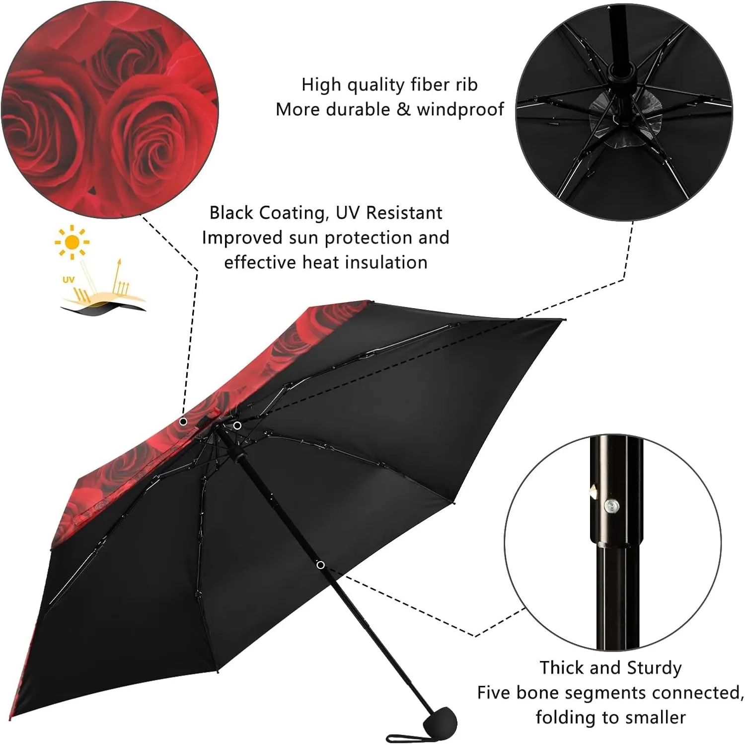 Oyihfvs Parasol Folding Umbrella, Reinforced Windproof Waterproof, Portable Compact Anti-UV Sun Rain Protection for Travel Outdoor
