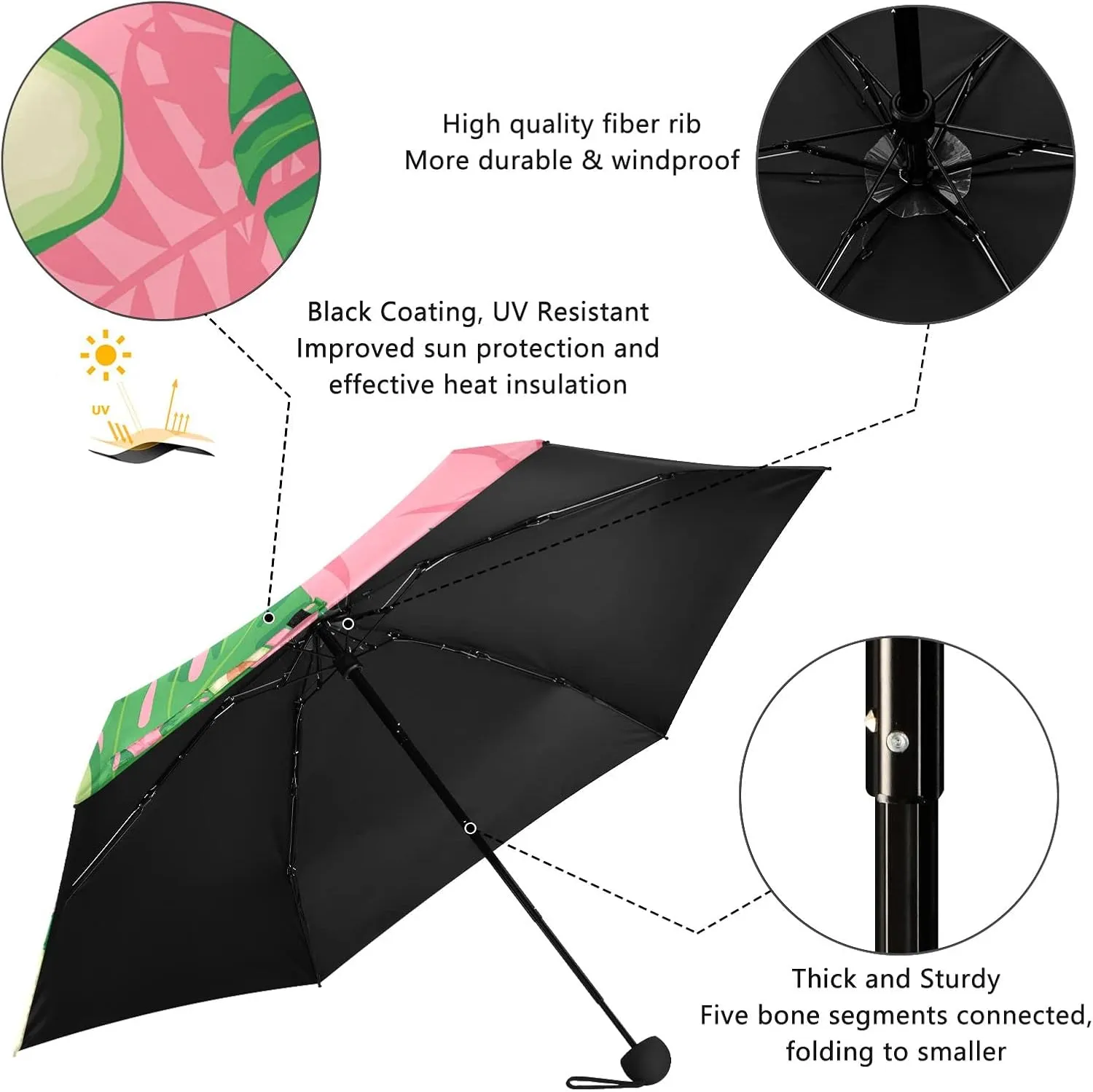 Oyihfvs Parasol Folding Umbrella, Reinforced Windproof Waterproof, Portable Compact Anti-UV Sun Rain Protection for Travel Outdoor