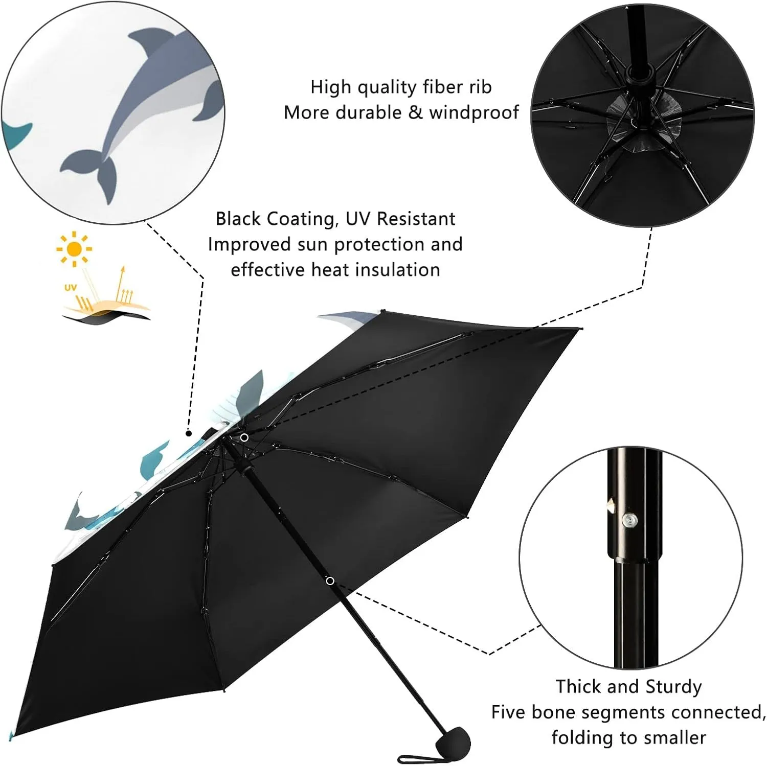 Oyihfvs Parasol Folding Umbrella, Reinforced Windproof Waterproof, Portable Compact Anti-UV Sun Rain Protection for Travel Outdoor