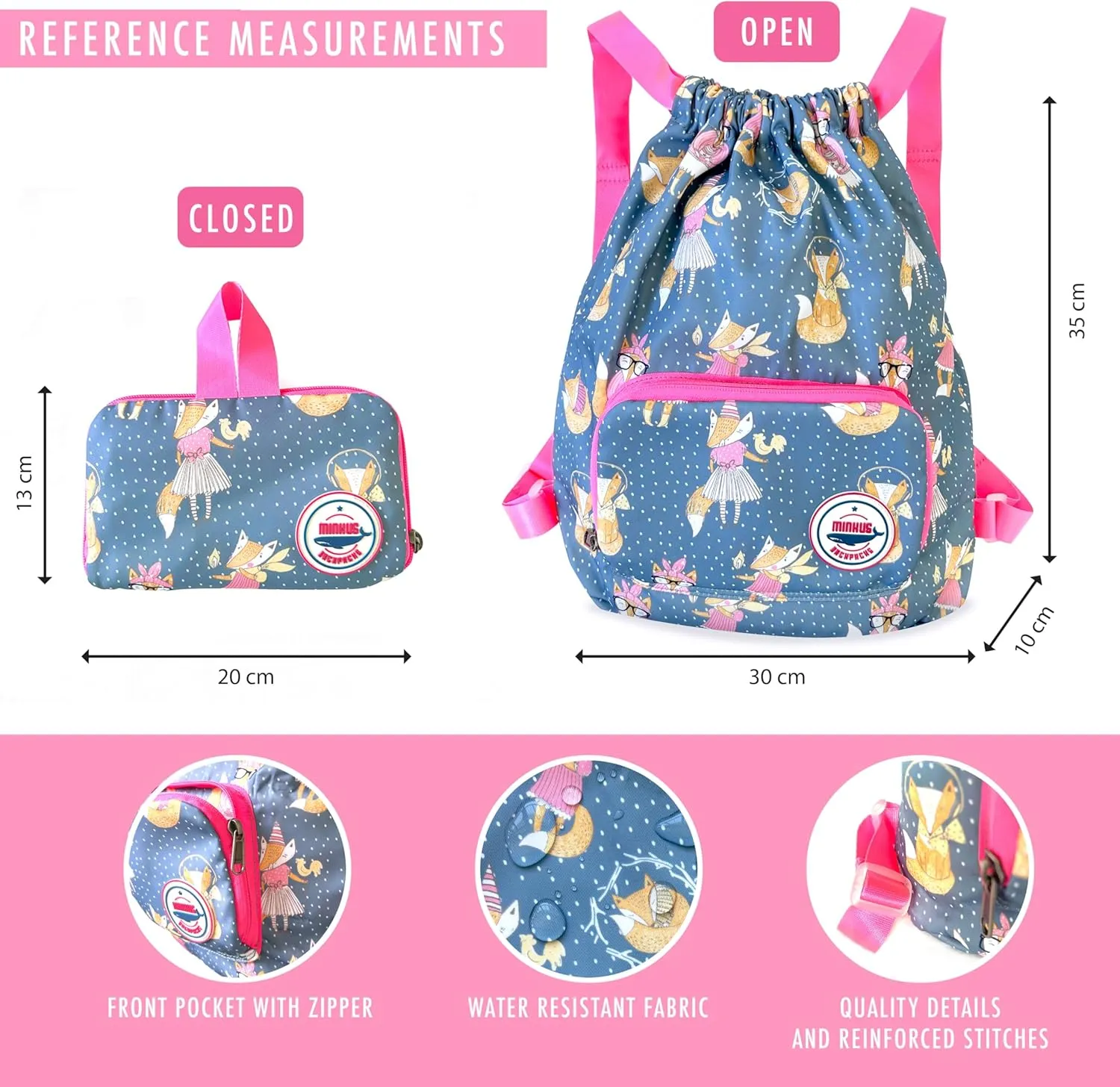 Packable Waterproof Drawstring Backpack for Kids – Foldable Lightweight. Travel Gym Beach Swim Bag for Boys Girls (Airplane)