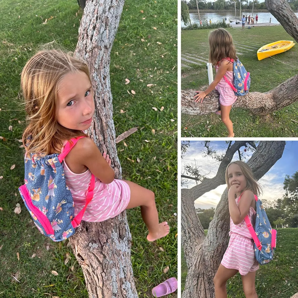 Packable Waterproof Drawstring Backpack for Kids – Foldable Lightweight. Travel Gym Beach Swim Bag for Boys Girls (Airplane)