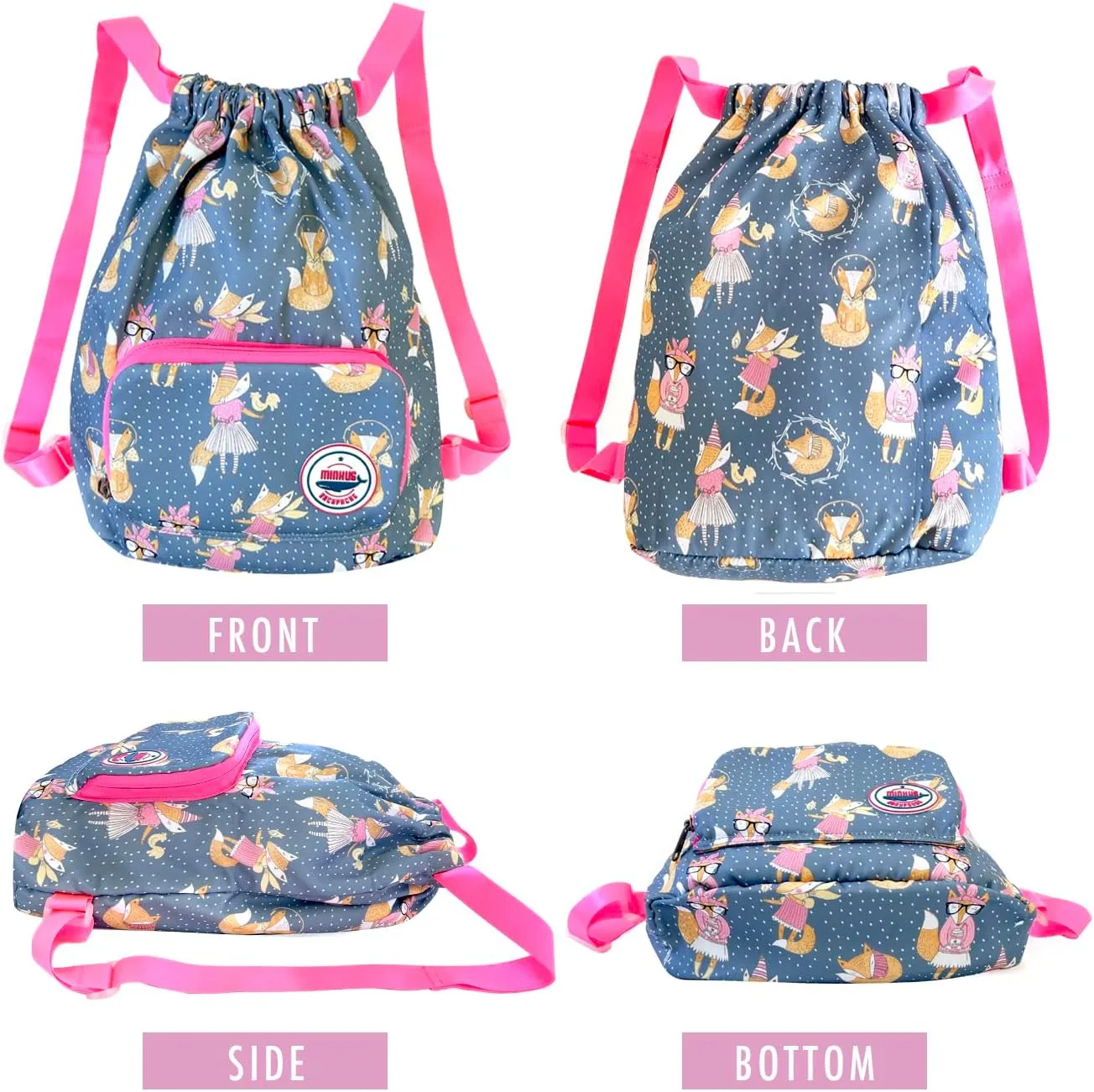 Packable Waterproof Drawstring Backpack for Kids – Foldable Lightweight. Travel Gym Beach Swim Bag for Boys Girls (Airplane)