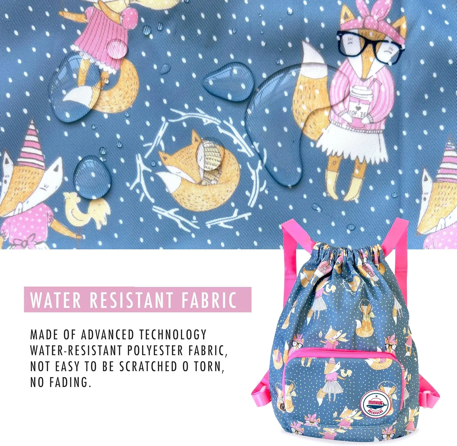 Packable Waterproof Drawstring Backpack for Kids – Foldable Lightweight. Travel Gym Beach Swim Bag for Boys Girls (Airplane)