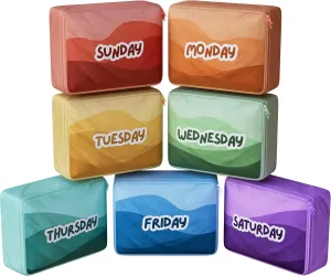 Packing Cubes for Kids & Baby Days of the Week 7 Set Daily Outfit Suitcase Organizers for Boys and Girls Summer Camp, Cruise, and Family Vacation (Small)