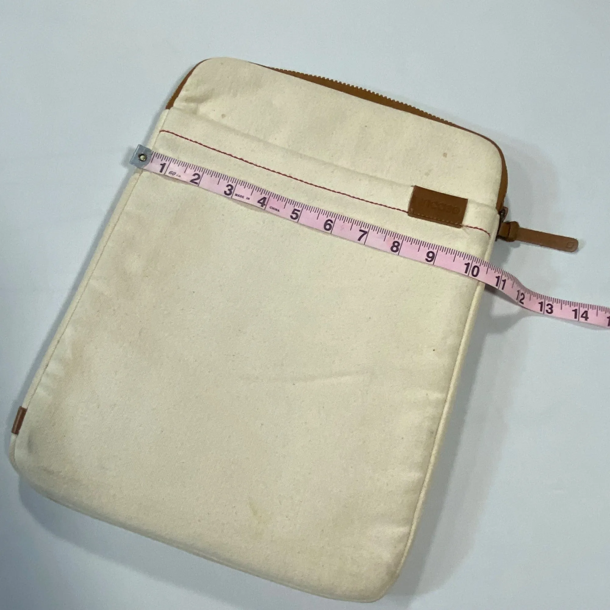 Padded Canvas 13" Laptop Sleeve With Zipper Closure & Leather Accents