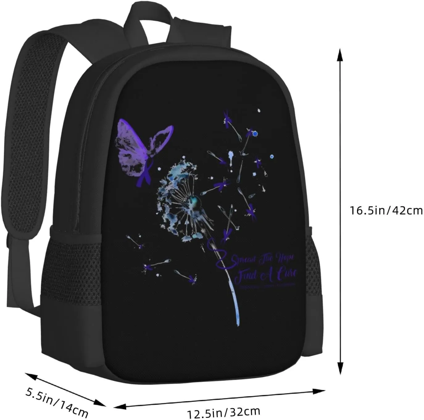 Pancreatic Cancer Awareness Backpack Lightweight Large Capacity Laptop Backpack Travel Backpacks for Unisex