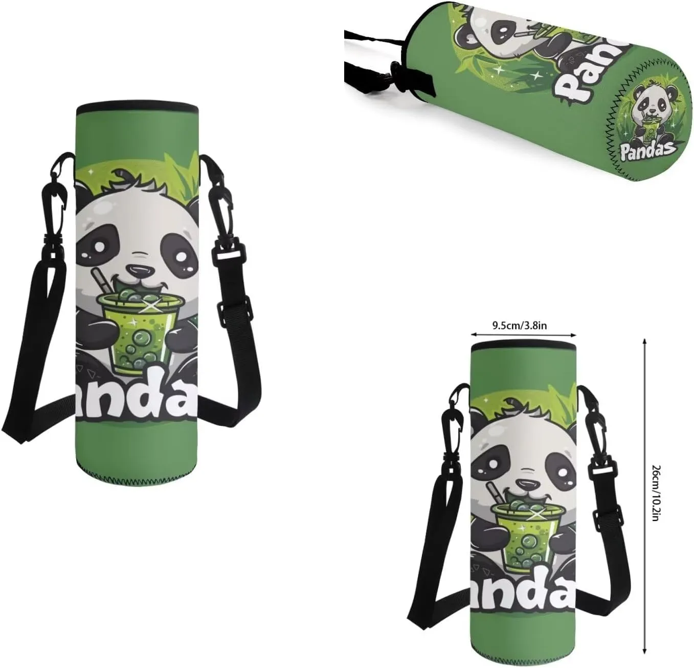 Panda 4 in 1 Kids Backpacks for Girls with Lunch Box 17 Inch Book Bag for Girls with Lunch Box Reusable Lunch Bag with Shoulder Strap for School Travel Vacation